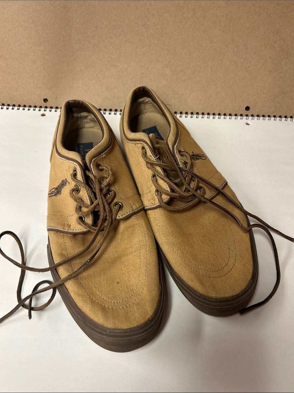 Polo by Ralph Lauren Tan Canvas Lace-Up Loafers